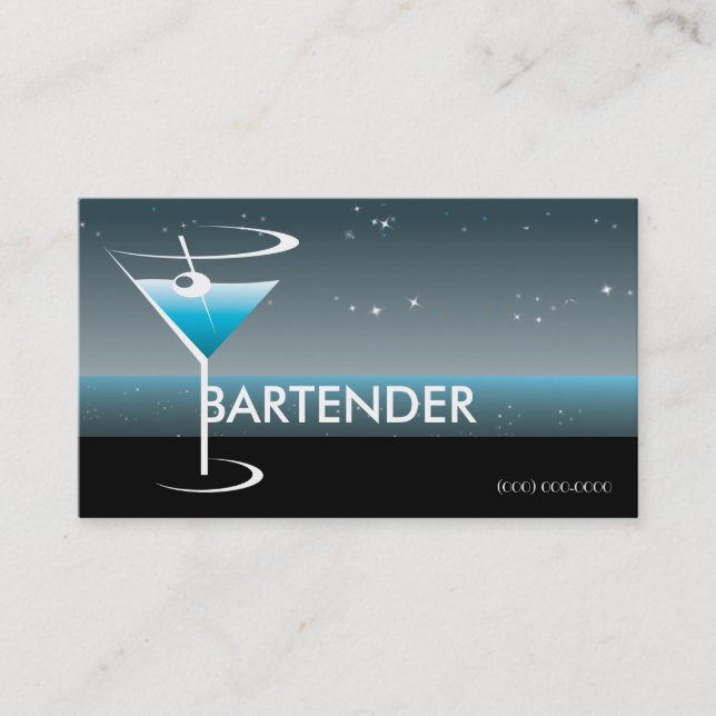 Bartending Business Card Martini Glas Visitenkarte (Vorderseite)