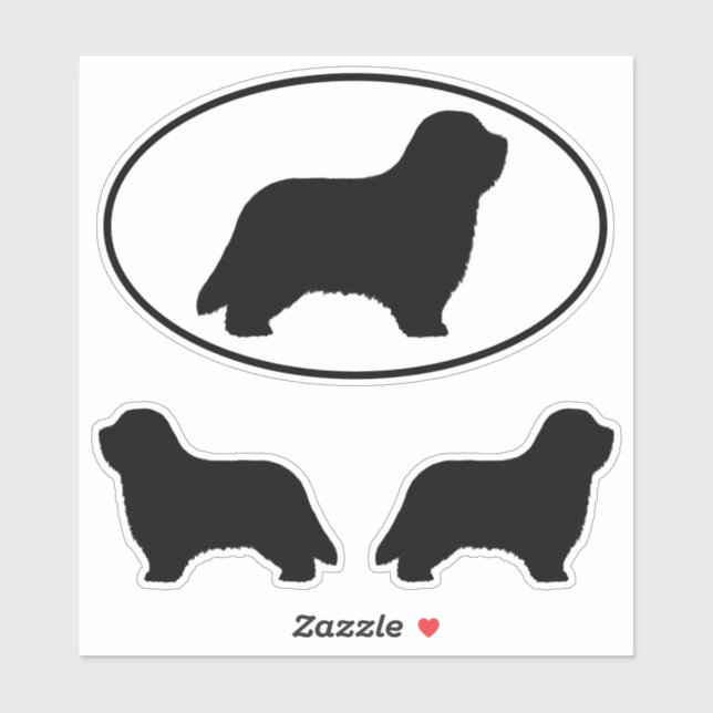 Bartete Collie Dog Silhouetten Vinyl Sticker Set (Blatt)