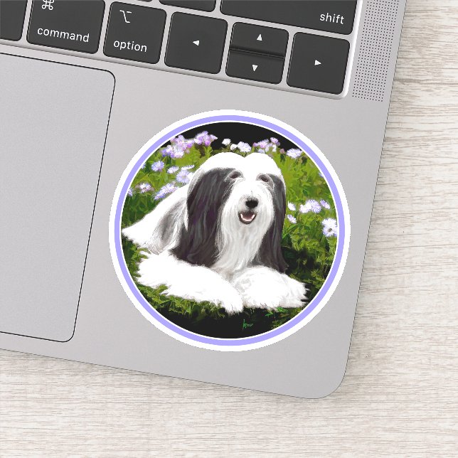 Bartete Collie Malerei - Niedliche Original Hunde  Aufkleber (Detail)