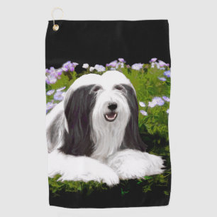 Bartete Collie Malerei - Niedliche Original Hunde Golfhandtuch