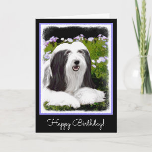 Bartete Collie Malerei - Niedliche Original Hunde Karte