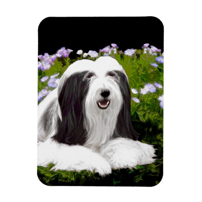 Bartete Collie Malerei - Niedliche Original Hunde  Magnet (Vertikal)