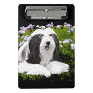 Bartete Collie Malerei - Niedliche Original Hunde Mini Klemmbrett