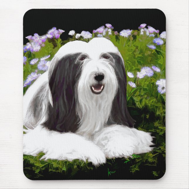 Bartete Collie Malerei - Niedliche Original Hunde  Mousepad (Vorne)