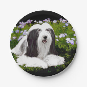 Bartete Collie Malerei - Niedliche Original Hunde Pappteller