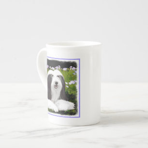 Bartete Collie Malerei - Niedliche Original Hunde Prozellantasse