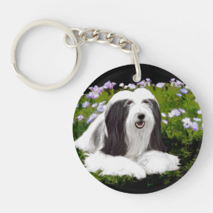 Bartete Collie Malerei - Niedliche Original Hunde Schlüsselanhänger