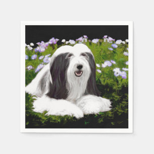Bartete Collie Malerei - Niedliche Original Hunde Serviette