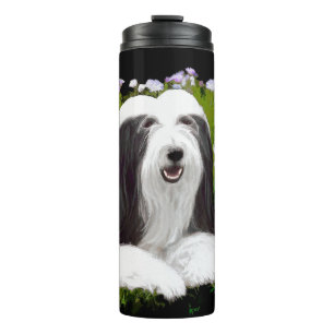 Bartete Collie Malerei - Niedliche Original Hunde Thermosbecher