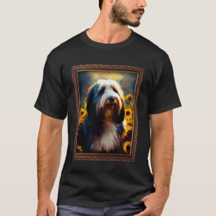 Bartete Collie Malerei Sonnenblumen Blume Mama Fra T-Shirt