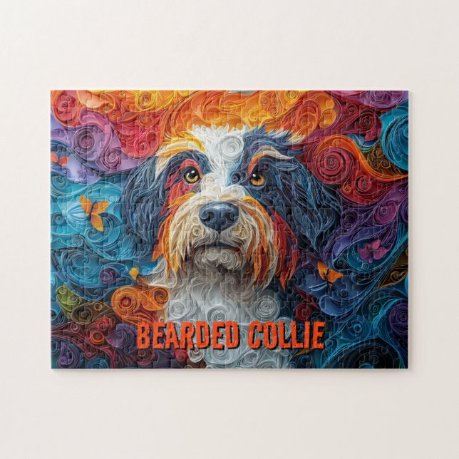 Bartete Collie Paper Quilling Art Dog Portrait Puzzle (Horizontal)