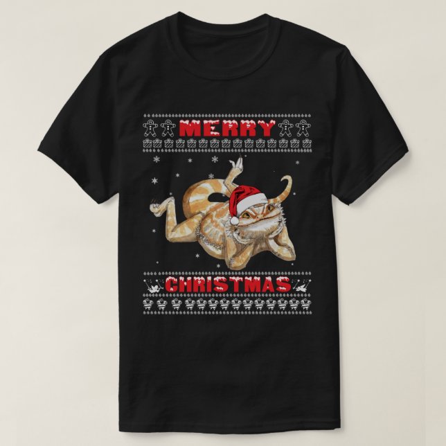 Bartete Drache hässliche Weihnachtseidechsen Liebh T-Shirt (Design vorne)