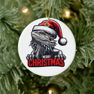Bartete Drachen Weihnachten, frohe Weihnachtsbaute Keramik Ornament