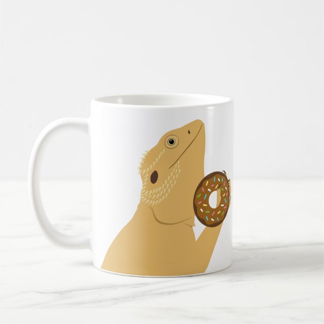 Bartete Dragon Lizard Holding Donut Coffee Tasse (Links)