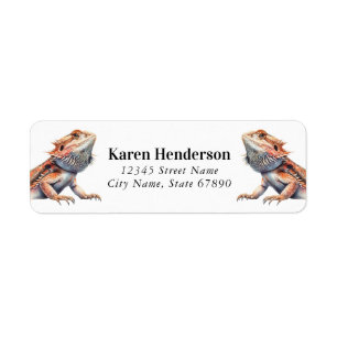 Bartete Dragon Lizard Rücksendeadressen-Aufkleber