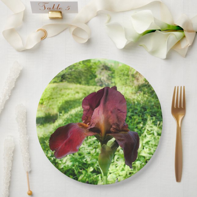 Bartete Iris-Papierplatte Pappteller (Hochzeit)