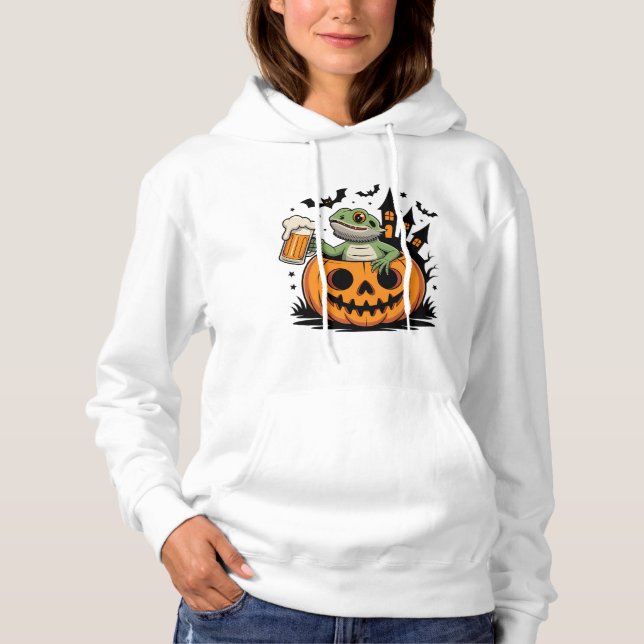 Bartete Lizard in Pumpkin mit Bier Hoodie (Vorderseite)