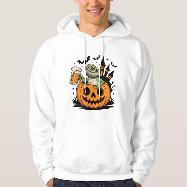 Bartete Lizard in Pumpkin mit Bier Hoodie (Vorderseite)