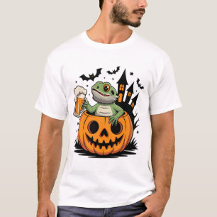 Bartete Lizard in Pumpkin mit Bier T-Shirt