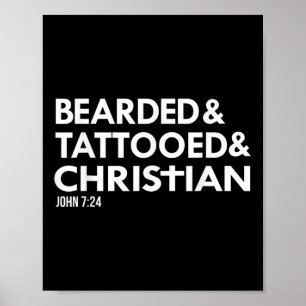 Bartete Tattooot Christlicher Funny Beard Tattoo T Poster