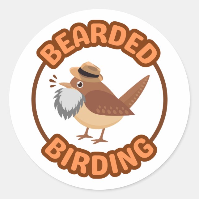 Bartete Vogelbeobachtung mit Graubartenaufkleber Runder Aufkleber (Vorderseite)