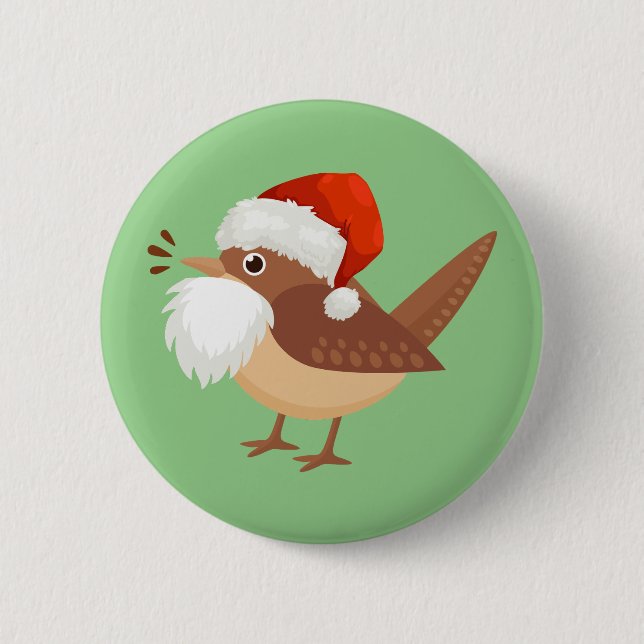 Bartete Vogelbeobachtung Santa Bartded Bird Button (Vorderseite)