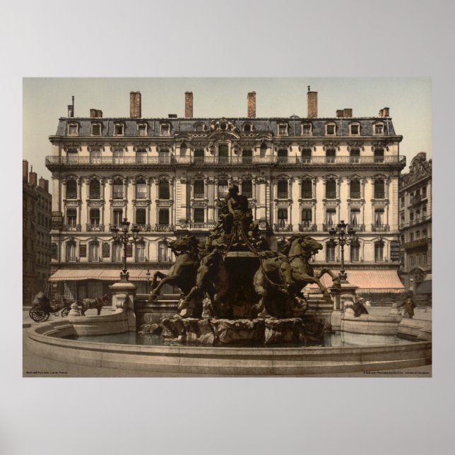Bartholdi Fountain, Lyons, Frankreich Poster (Vorne)