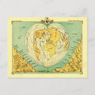 Bartholomew Heart Shaped Post Card Weltkarte Postkarte