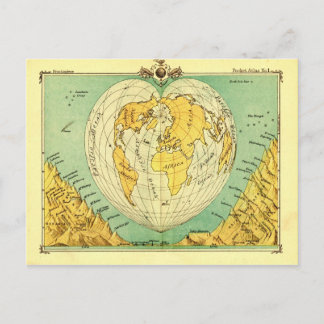 Bartholomew Herzförmige Postkarte Weltkarte