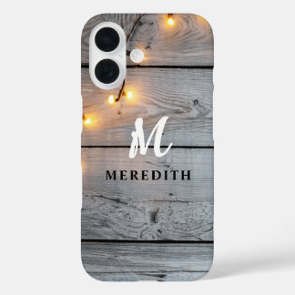 Bartholz Rustic Elegance String Lights Monogram iPhone 16 Hülle