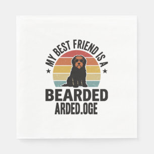 Barthund Collie Vintage Sonnenuntergang Hunde Lieb Serviette