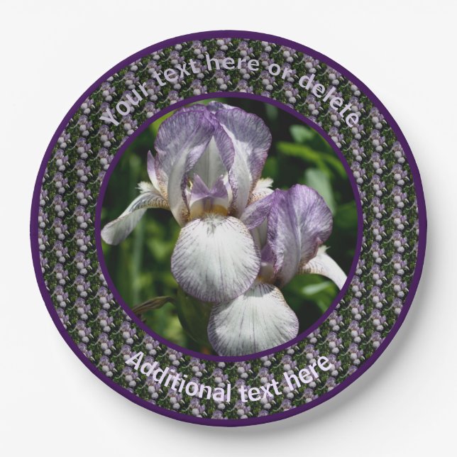 Barti-Iris-Blume Personalisiertes Party Pappteller (Vorderseite)
