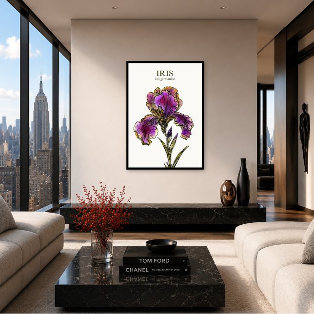 Bärtige Iris Botanischer Kunstdruck Poster (Contemporary botanical art for clean, sophisticated interiors.)