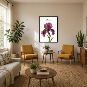 Bärtige Iris Botanischer Kunstdruck Poster