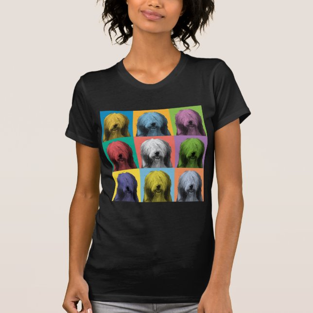 Bärtiger Collie Pop-Kunst T - Shirt (Vorderseite)
