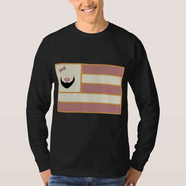 Bärtiger Dame Flag Mens T-Stück Long Sleeve T-Shirt (Vorderseite)