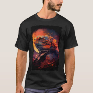 Bärtiger Drache Berge Sonnenuntergang Eidechse Ret T-Shirt