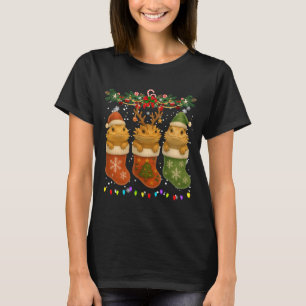Bärtiger Drache in Weihnachts-Socken leuchtet Bart T-Shirt