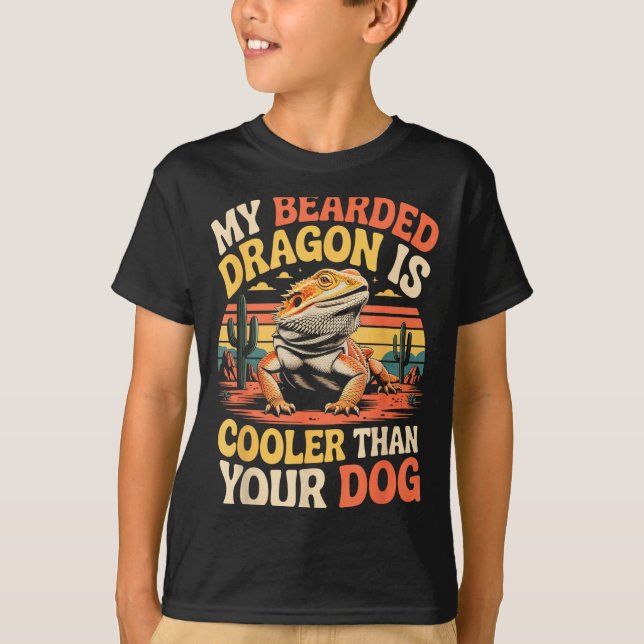 Bärtiger Drache Kühler Reptil Tier Beardie Bart T-Shirt (Vorderseite)