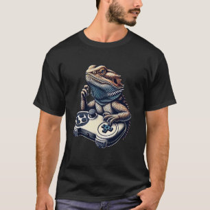 Bärtiger Drache spielt Videospiele Lustiger Gamer T-Shirt