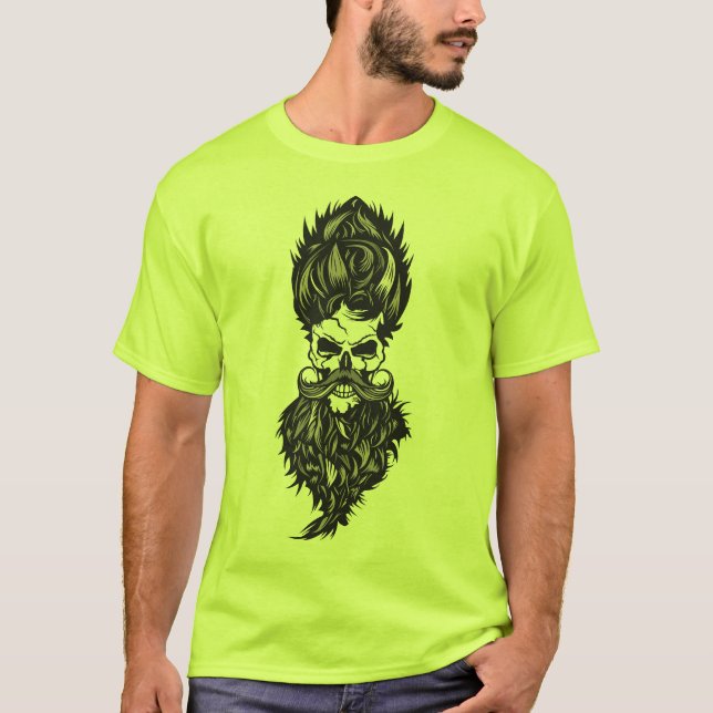 Bärtiger Hipster-Totenkopf T-Shirt (Vorderseite)