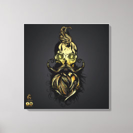 Bärtiger Hipster-Totenkopf und Schnurrbart Leinwanddruck