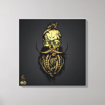 Bärtiger Hipster-Totenkopf und Schnurrbart