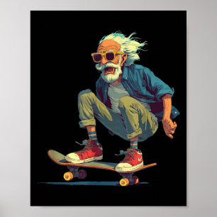 Bärtiger Opa mit Skateboard-Kostüm für Erwachsene Poster