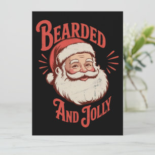 Bärtiger und fröhlicher Weihnachtsbart Lustig Retr Feiertagskarte