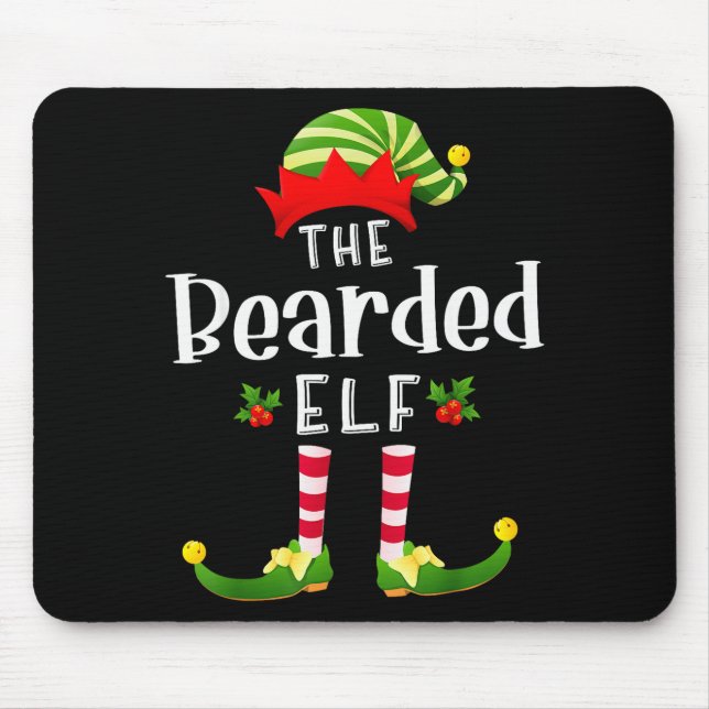 Bärtiger Weihnachtself passendes Pyjama X-mas-Part Mousepad (Vorne)