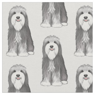 Bärtiges Collie-Cartoon-Hundemuster Stoff