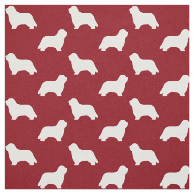 Bärtiges Collie-Silhouette-Muster-Rot Stoff (Muster)