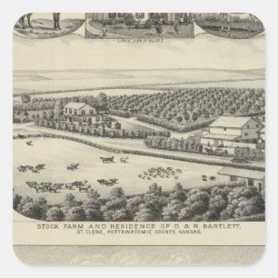 Bartlett and Roberts Residences and Farms, Kansas Quadratischer Aufkleber