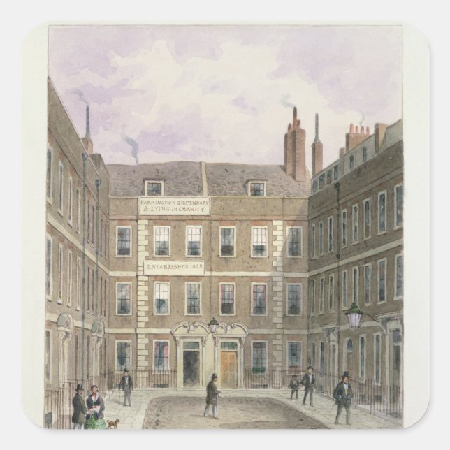 Bartletts Gebäude, Holborn, 1838 Quadratischer Aufkleber (Vorderseite)